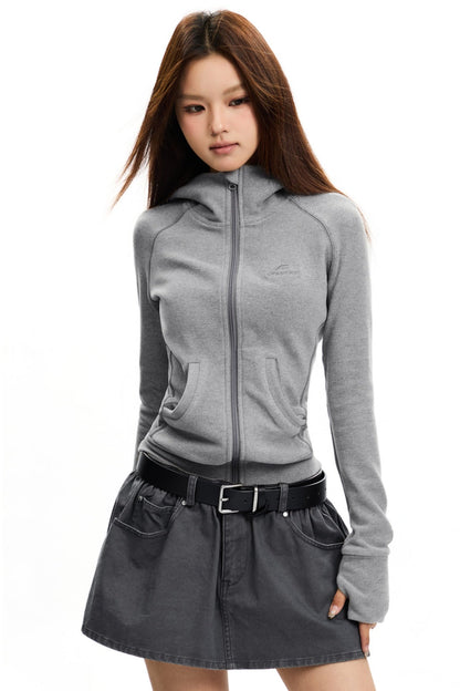 Sporty Hooded Drawneck Cardigan