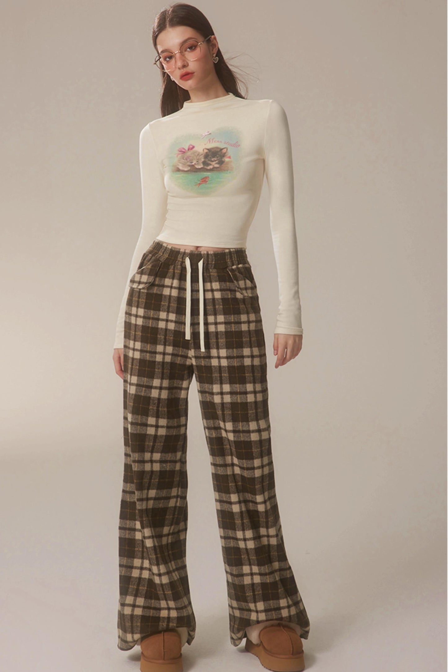 Half-Turtle Cat Print Top