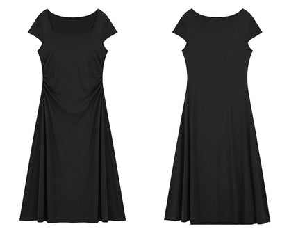 French Square Neck Pleated Dress