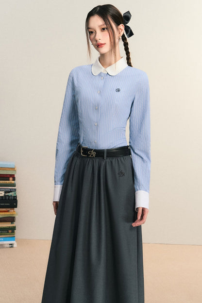 Collegiate Style Cinched Waist Shirt