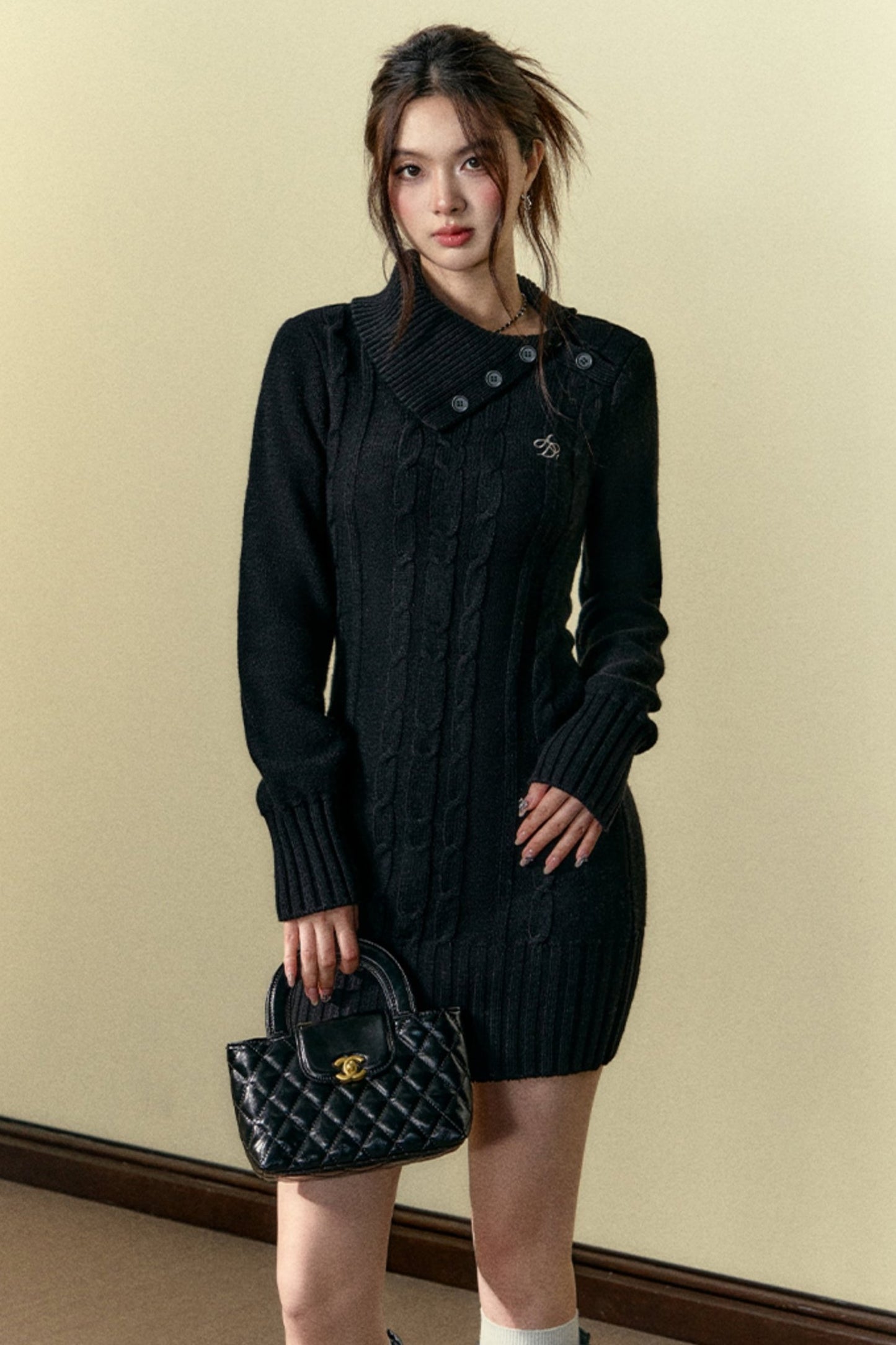 Knitted Slim Waist Sweater Dress