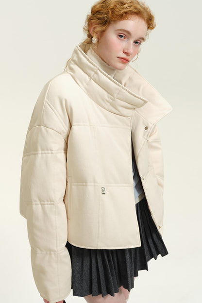 Solid White Down Padded Jacket