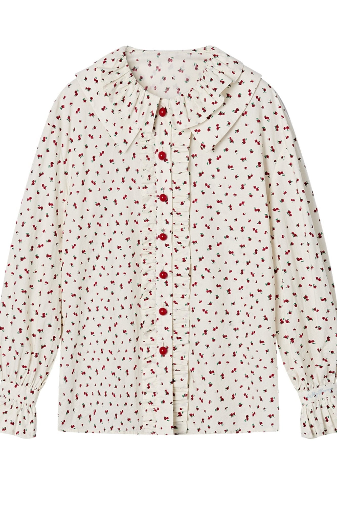 White Floral Loose Long Sleeve Shirt