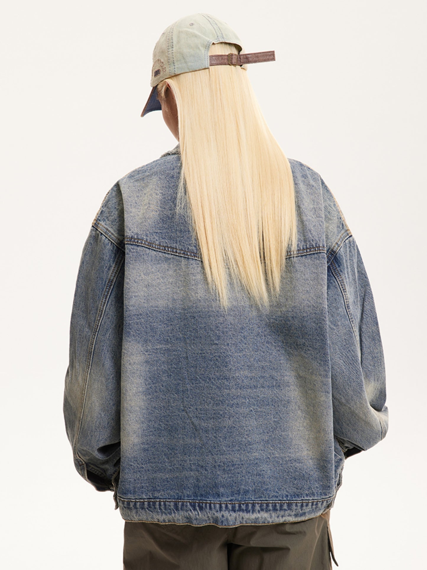 Washed Denim Raw-Edged Retro Jacket