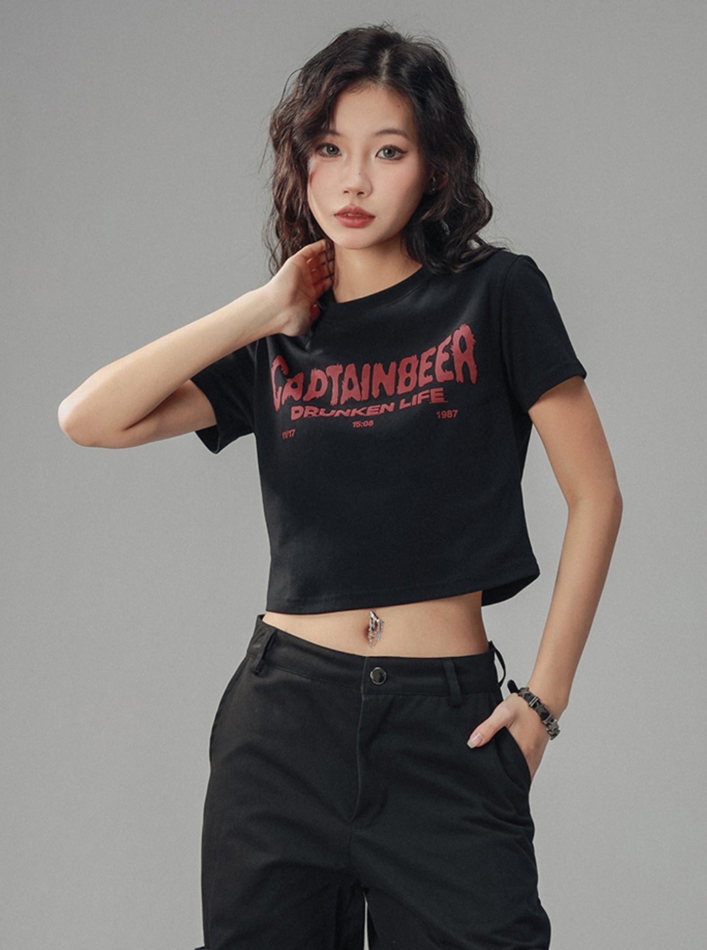 Waist Cropped Crew Neck T-Shirt