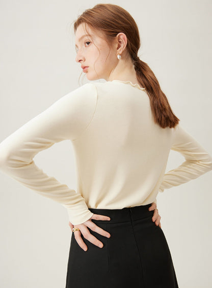 Base Layer Top mit V-Ausschnitt aus Strick