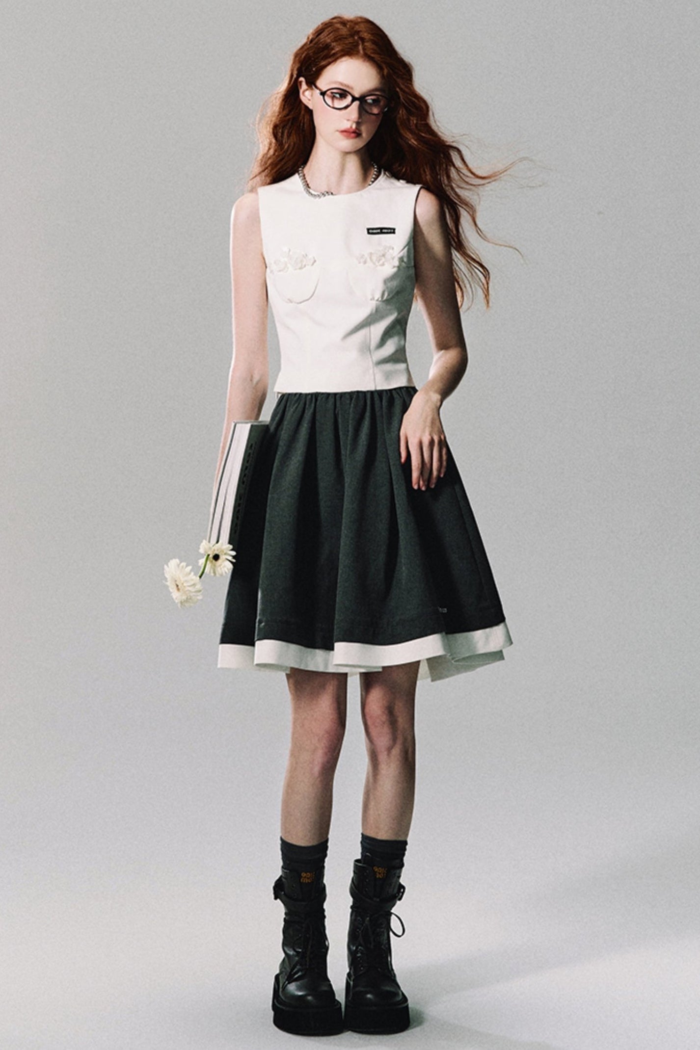 PU leather women's umbrella skirt