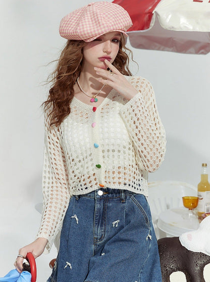 Cut-Out Loose Thin Cardigan