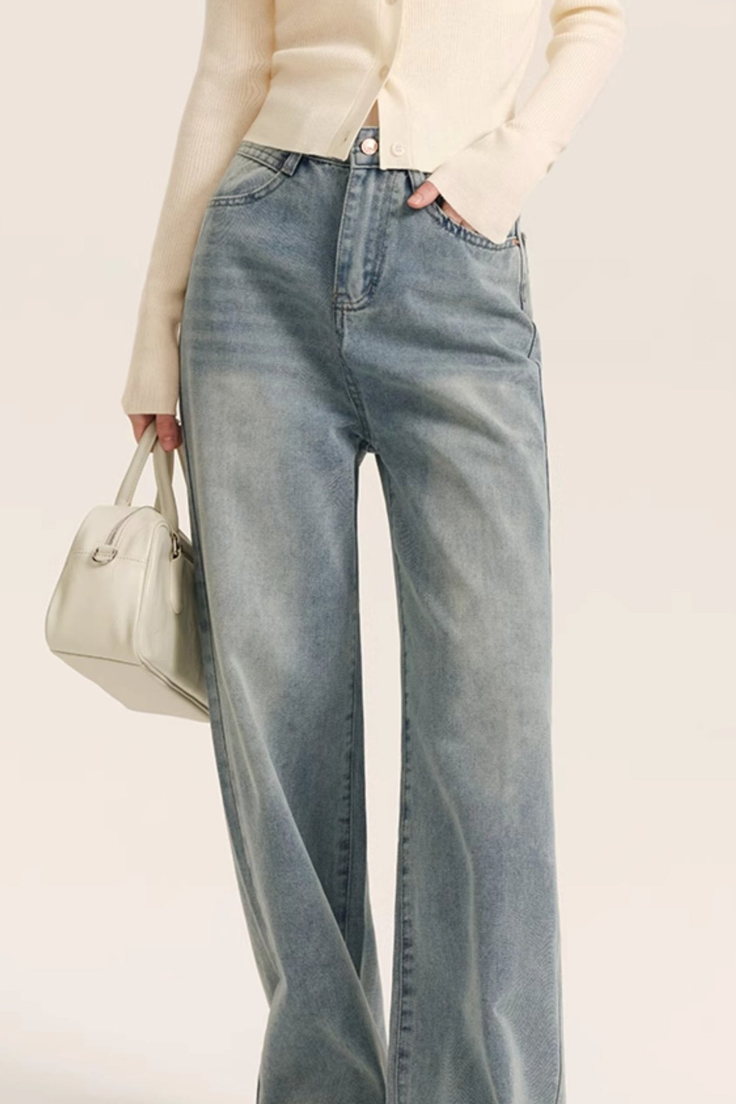 Light Wash High-Waist Wide-Leg Jeans