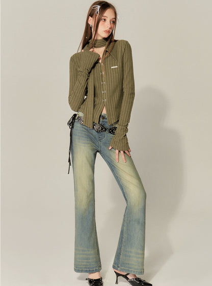 American retro washed flared jeans