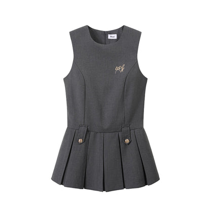 Summer Pleated Vest Dress Set-Up