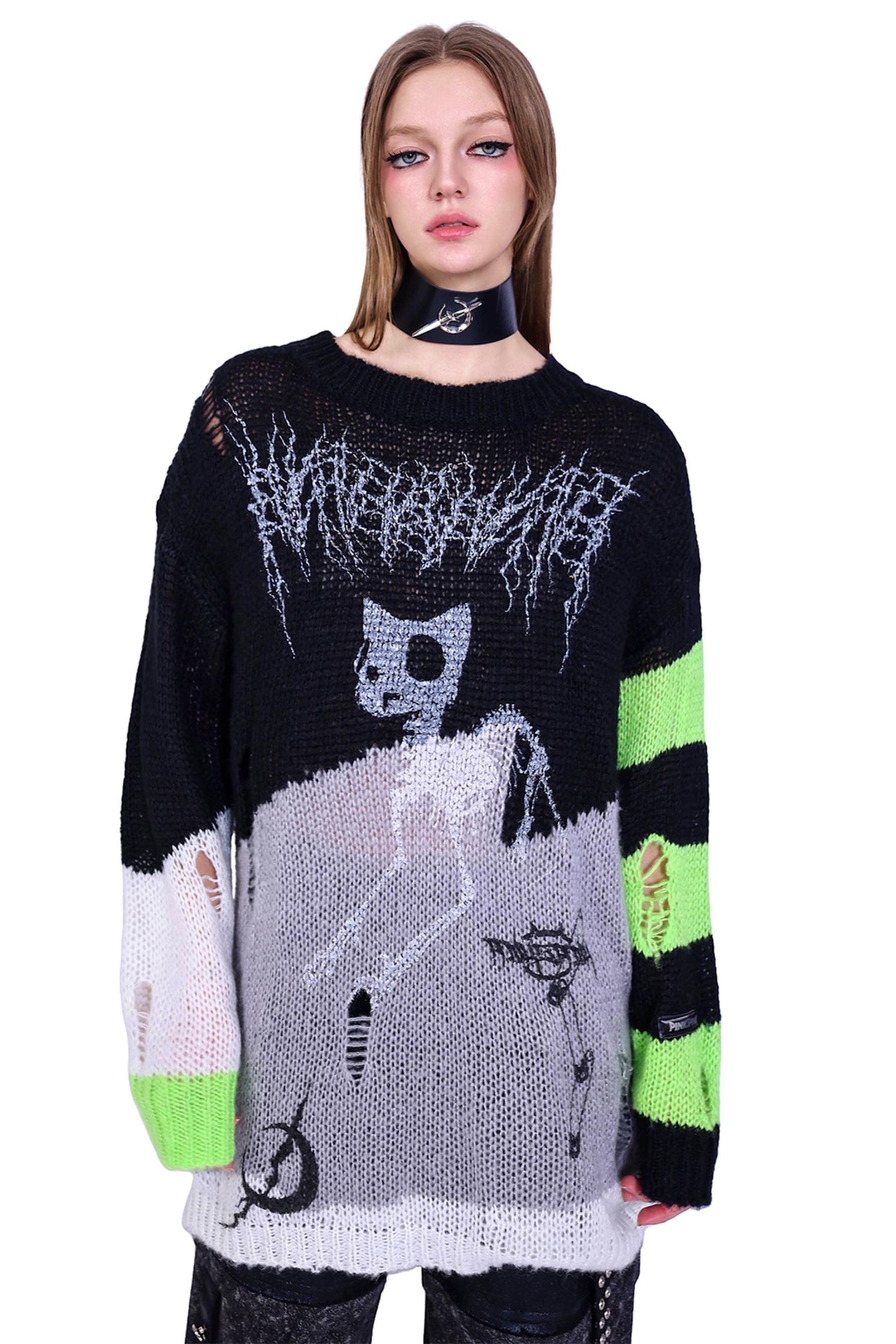 Distressed Cat Concept Sweater