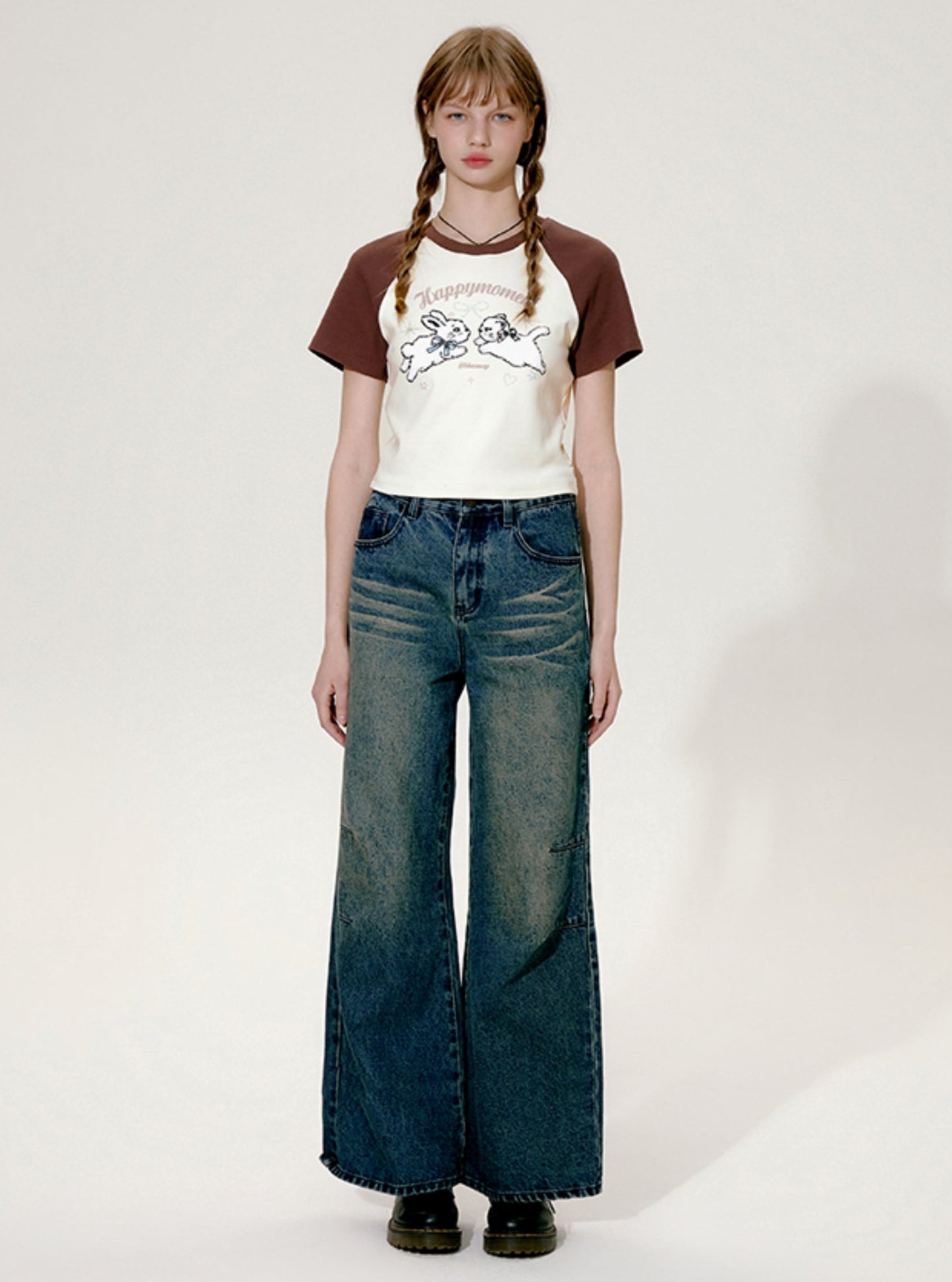 Nap Loose Draping Straight Leg Jeans