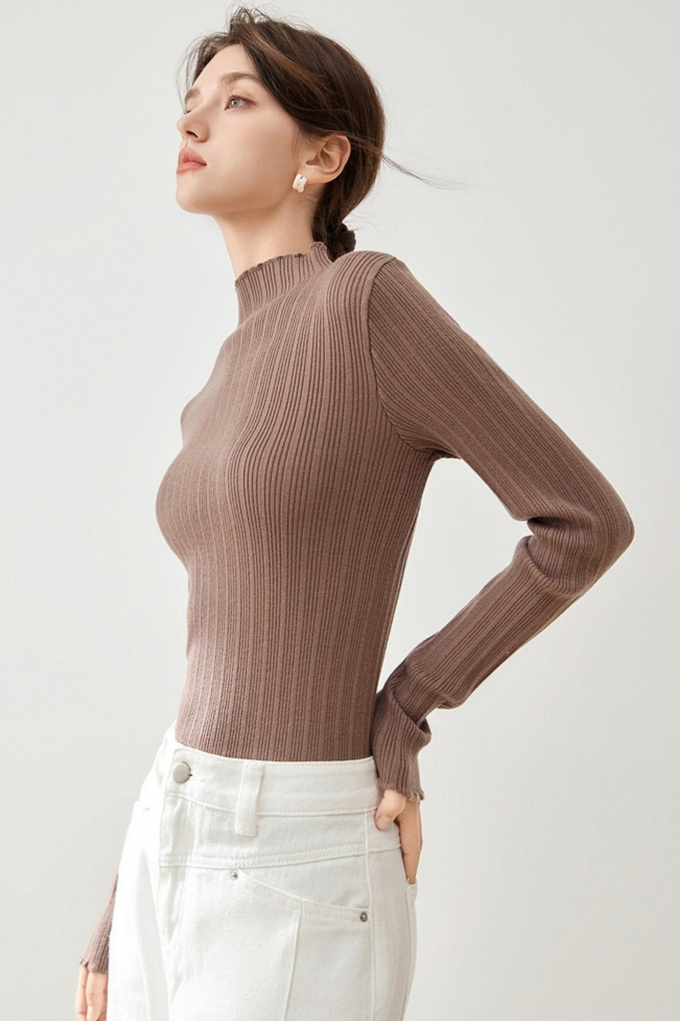 Stitching Crew Neck Pullover Top