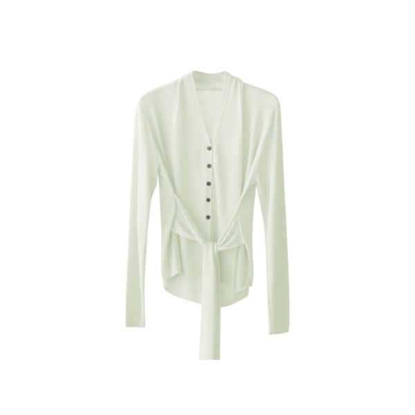 Purple Silk Blend Knit Sweater & Skirt Set-Up