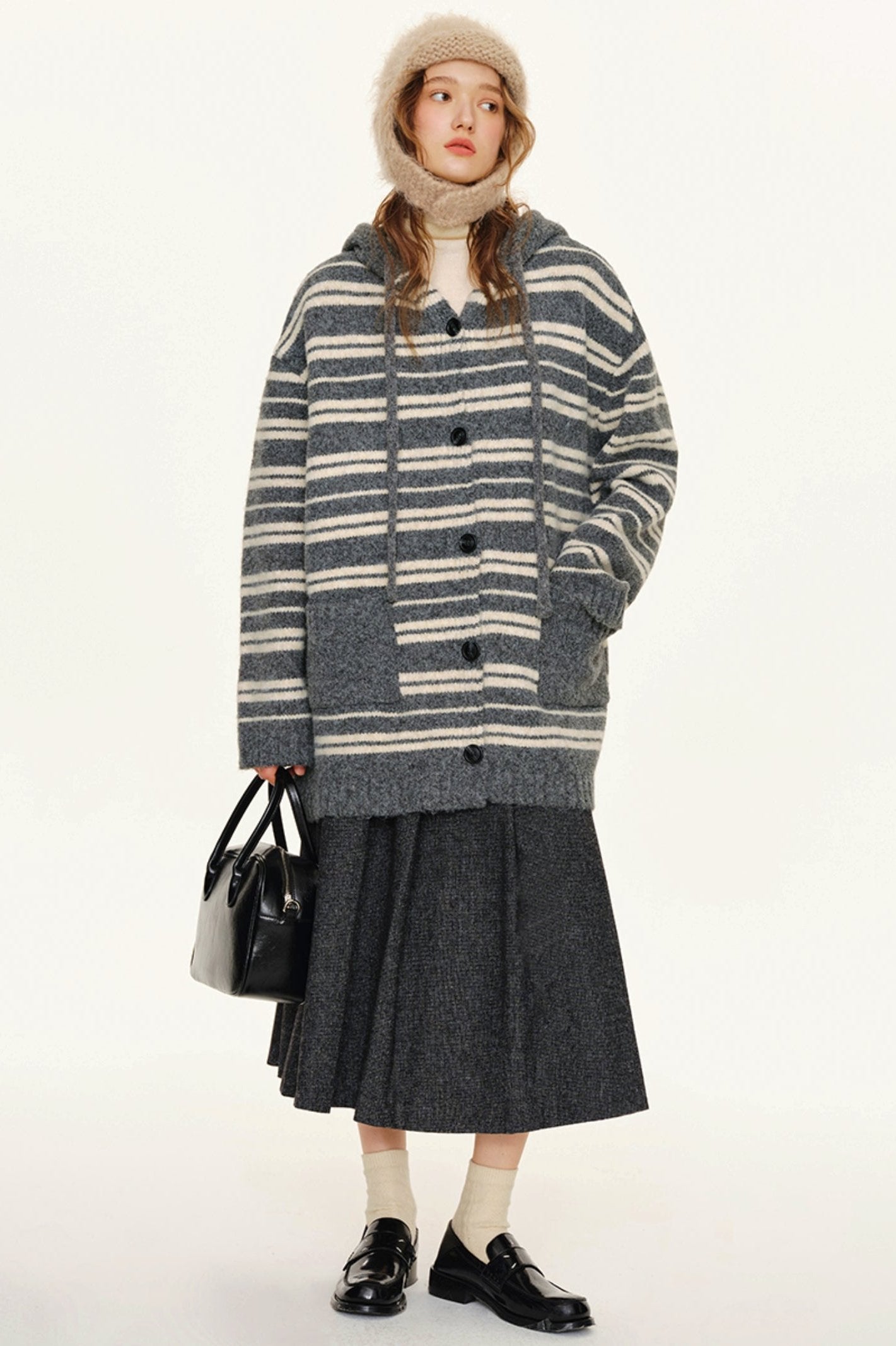 Striped Long-SLEEVE WOOL CARDIGAN