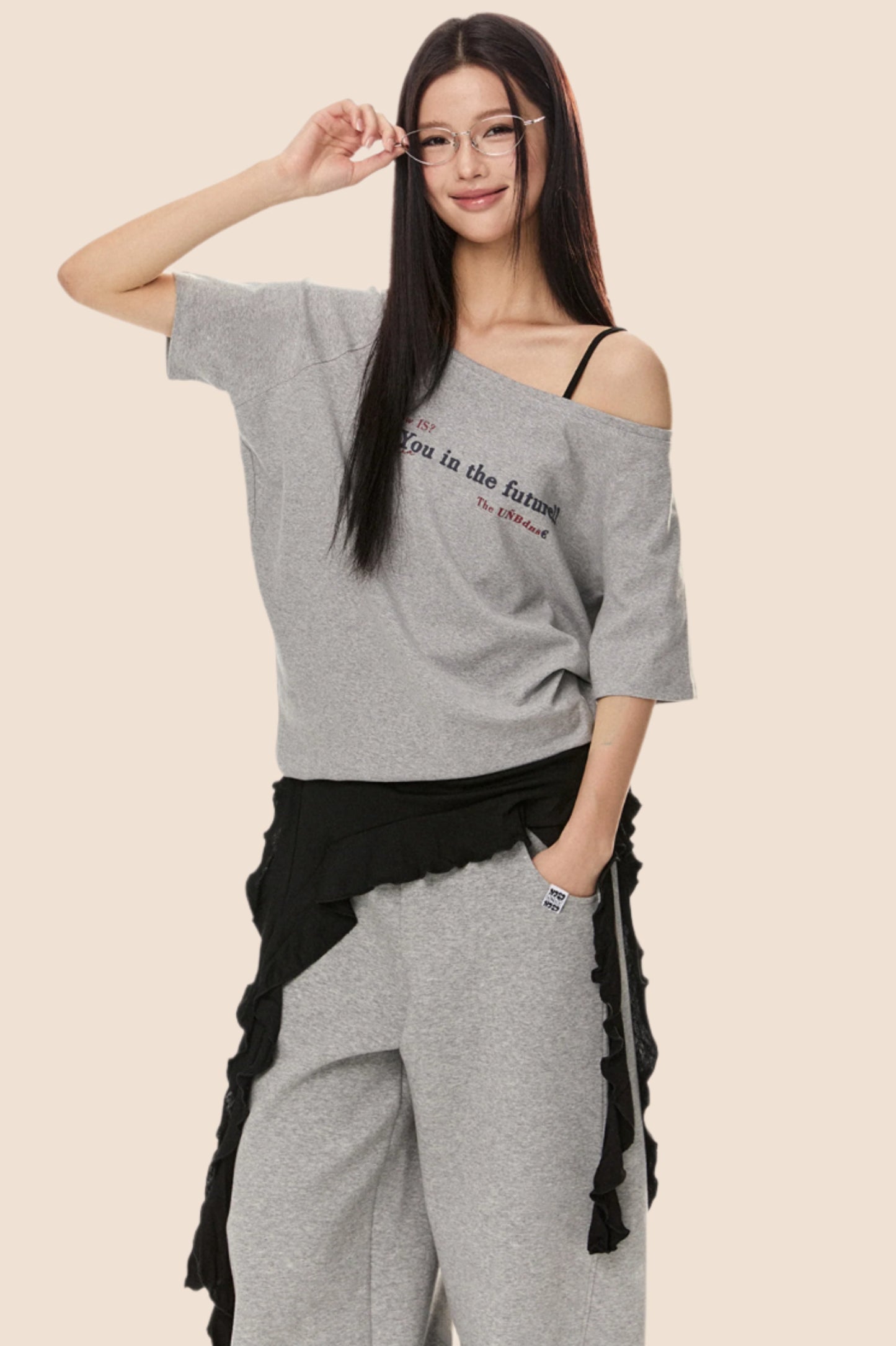 Retro Loose Off Shoulder T-Shirt