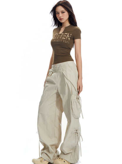 Low-Rise Drawstring Cargo Pants