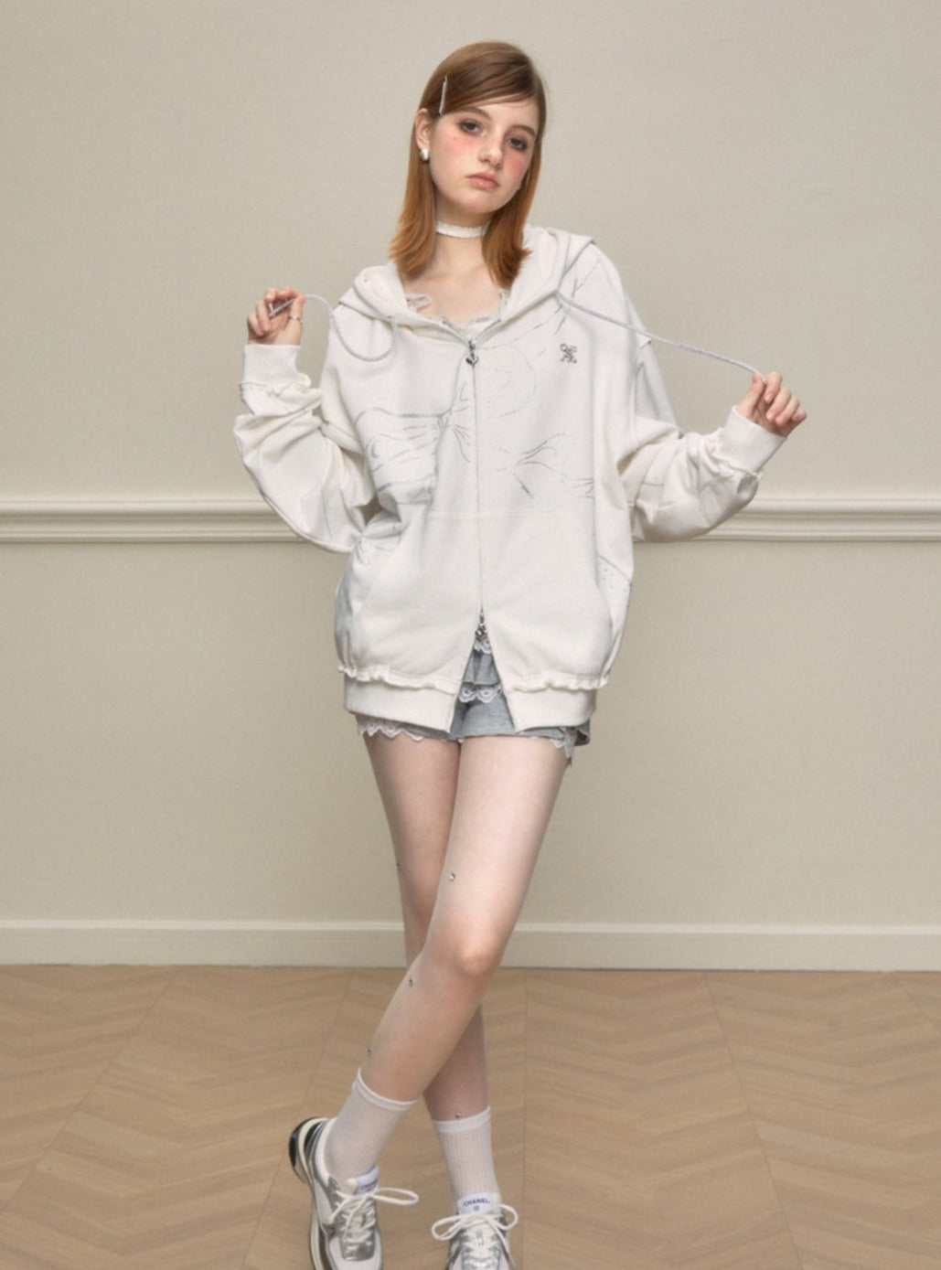 High-end casual loose hooded coat