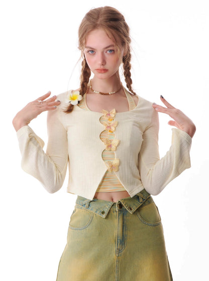 Retro Short Butterfly Cardigan Top