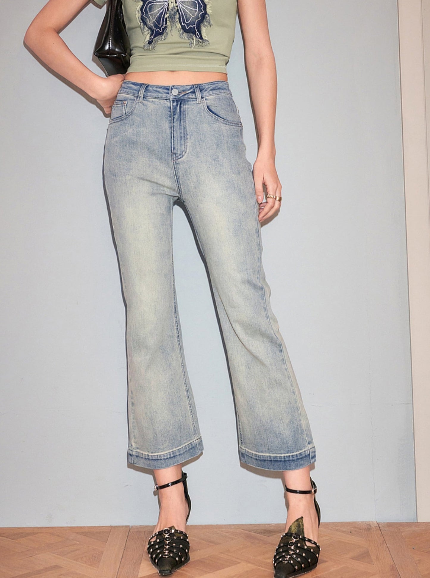 Vintage High-Rise Cropped Jeans-Hose