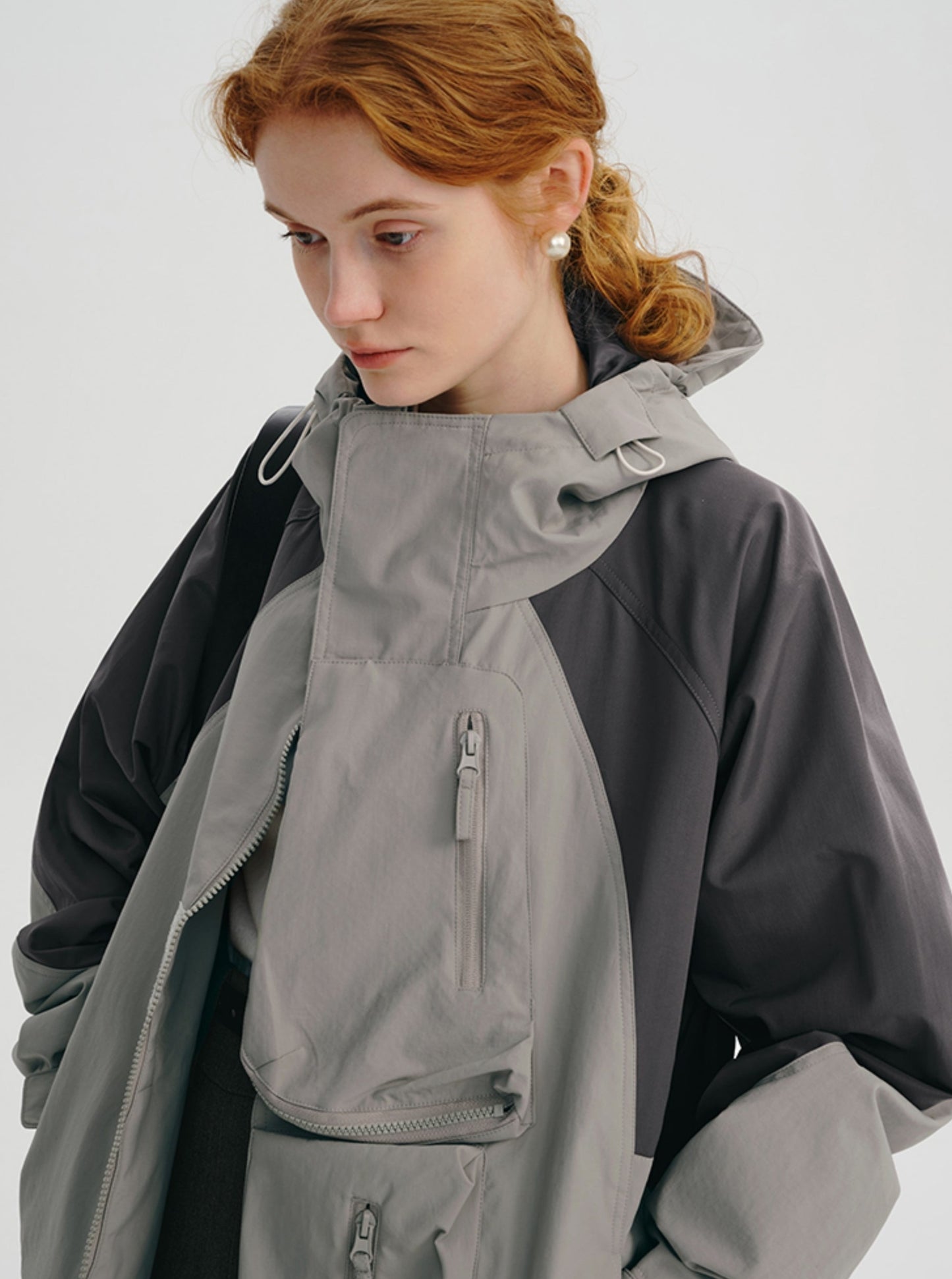 Contrast Hooded Windproof Jacket