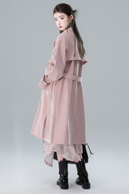 Transcendent Pink Patchwork Trench Coat