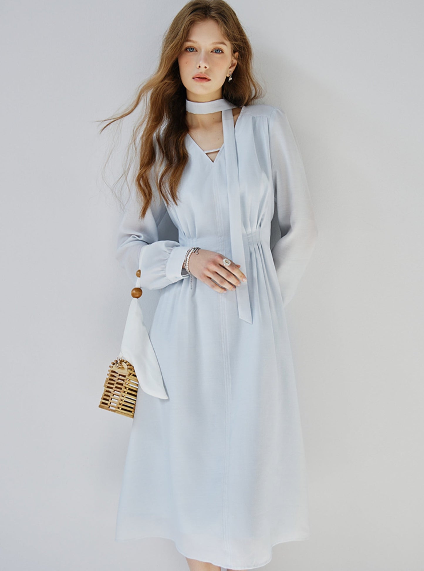 French Temperament Streamer V-Neck Dress