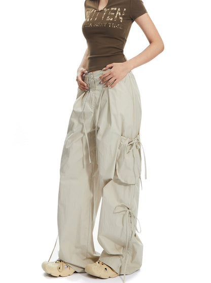 Low-Rise Drawstring Cargo Pants