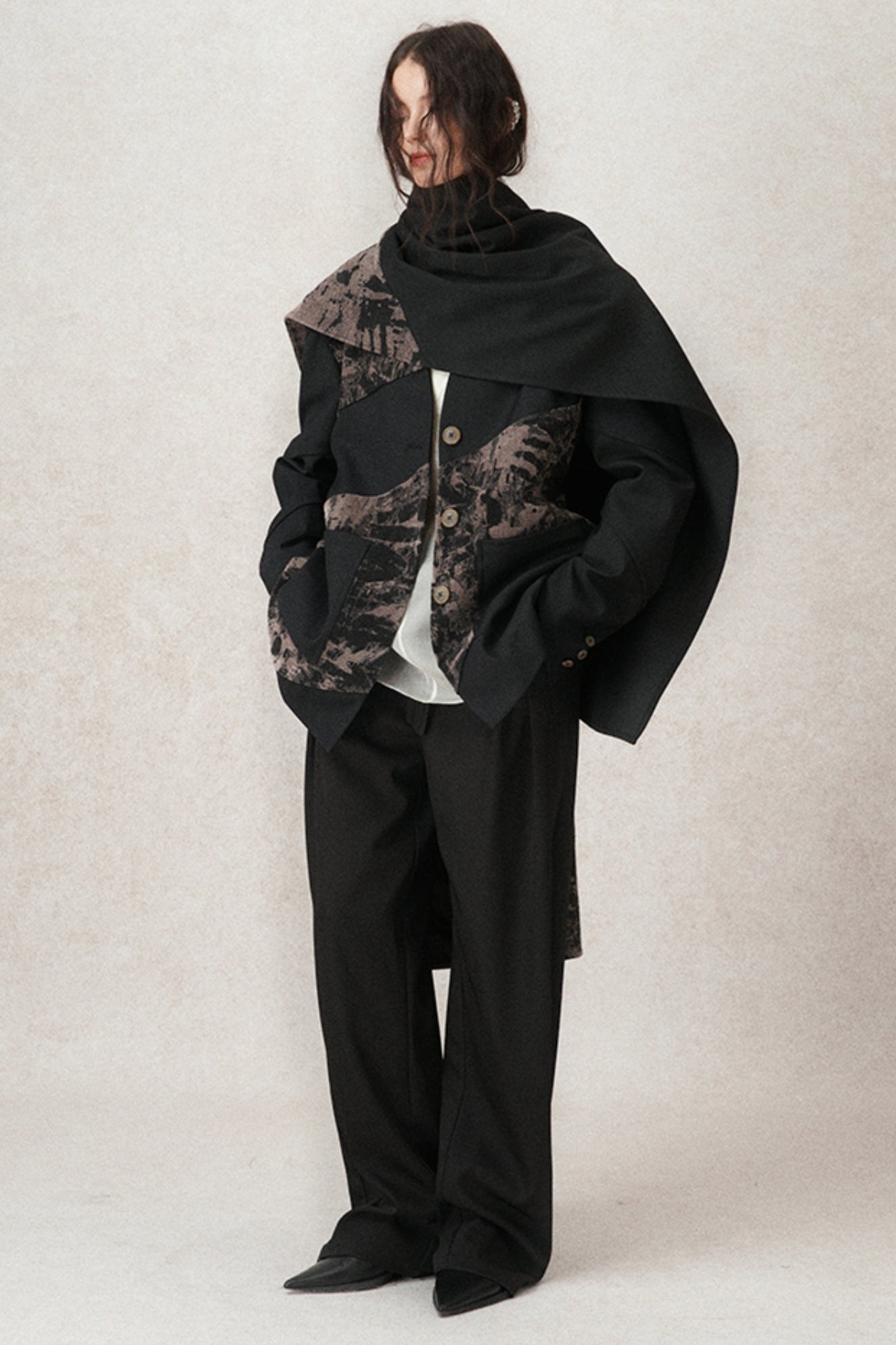 Loose Fit Structured Velvet Jacket