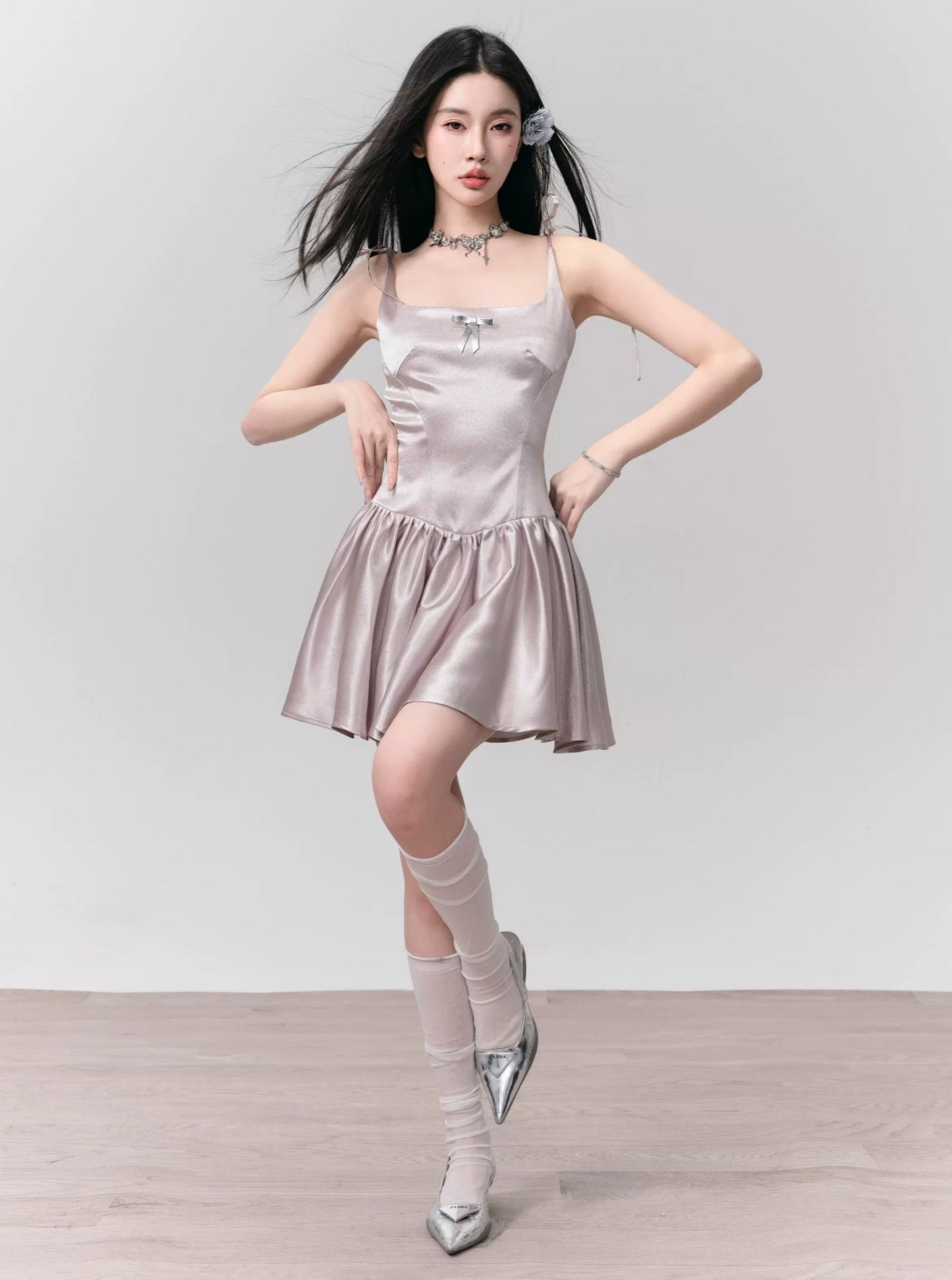 Champagne Latte Silver Pink Dress