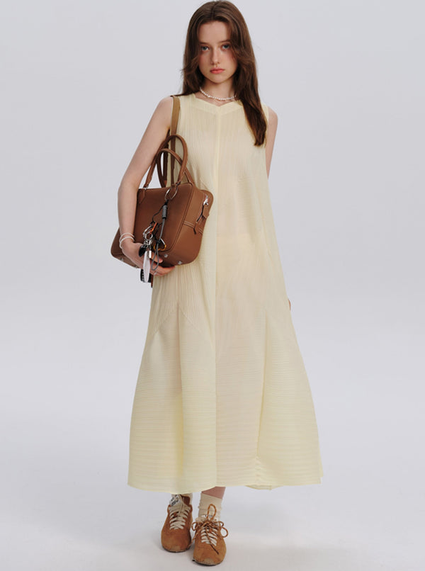 Sleeveless Textured Midi Vest Dress