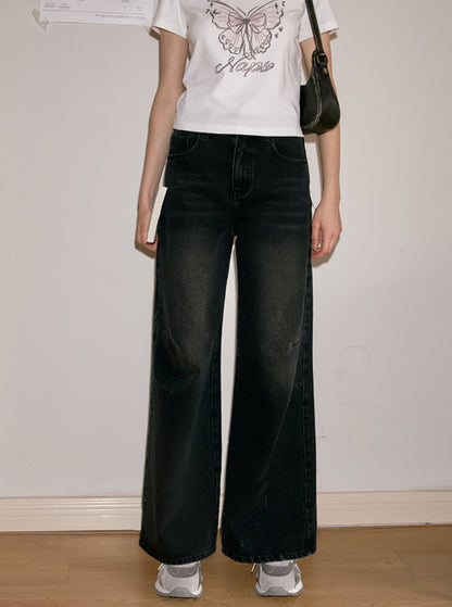 Nap Loose Draping Straight Leg Jeans