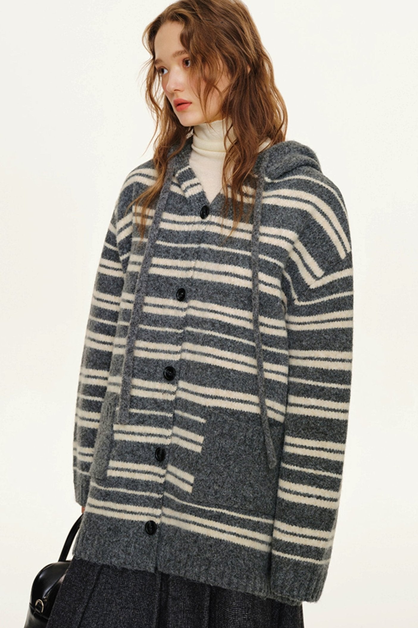 Striped Long-SLEEVE WOOL CARDIGAN