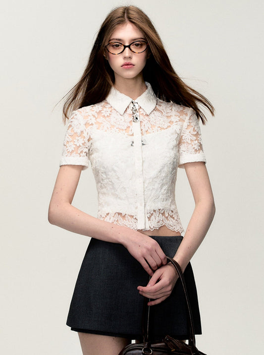 Lace Sequined Fashion Shirt