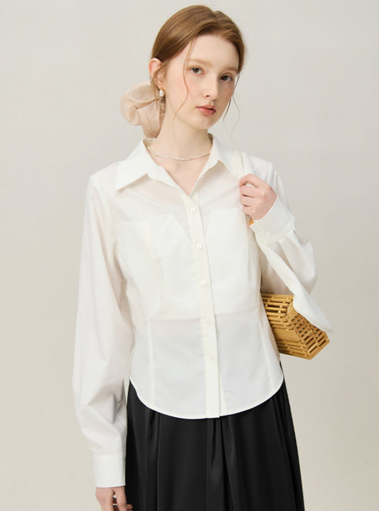Chic White Waist-Defined Shirt