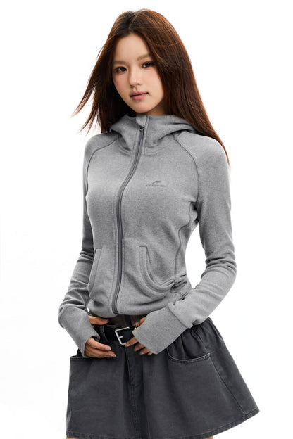 Sporty Hooded Drawneck Cardigan