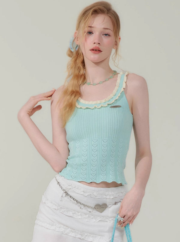 Hollow Lace Cropped Vest Top