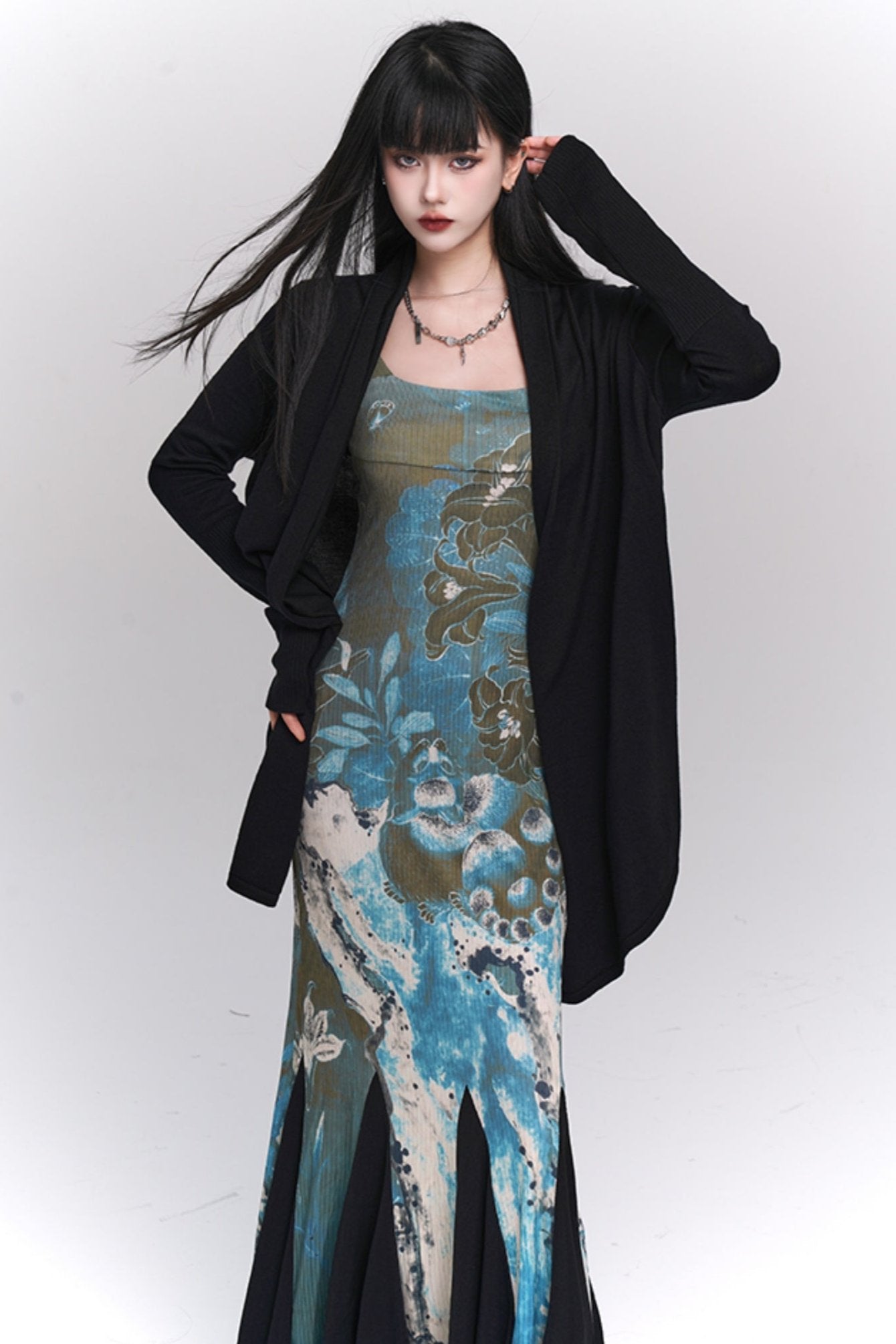 Ghost girl, new Chinese women's clothing, beautiful slip dress, early autumn wear, cold and high-end fishtail skirt