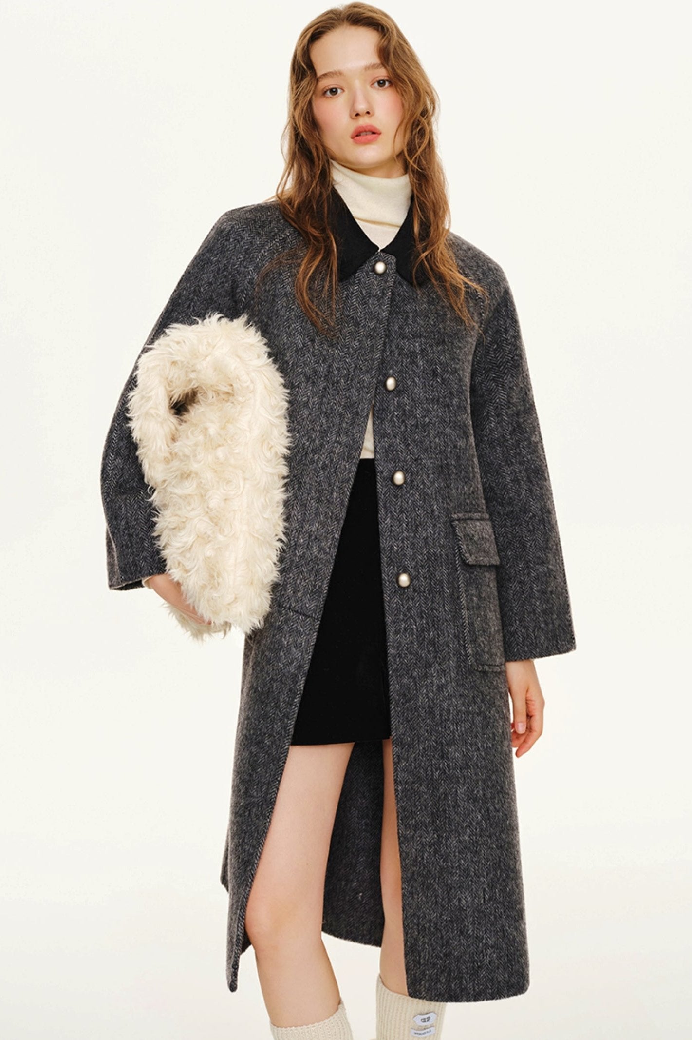 Panelled Collar Wool Temperament Jacket