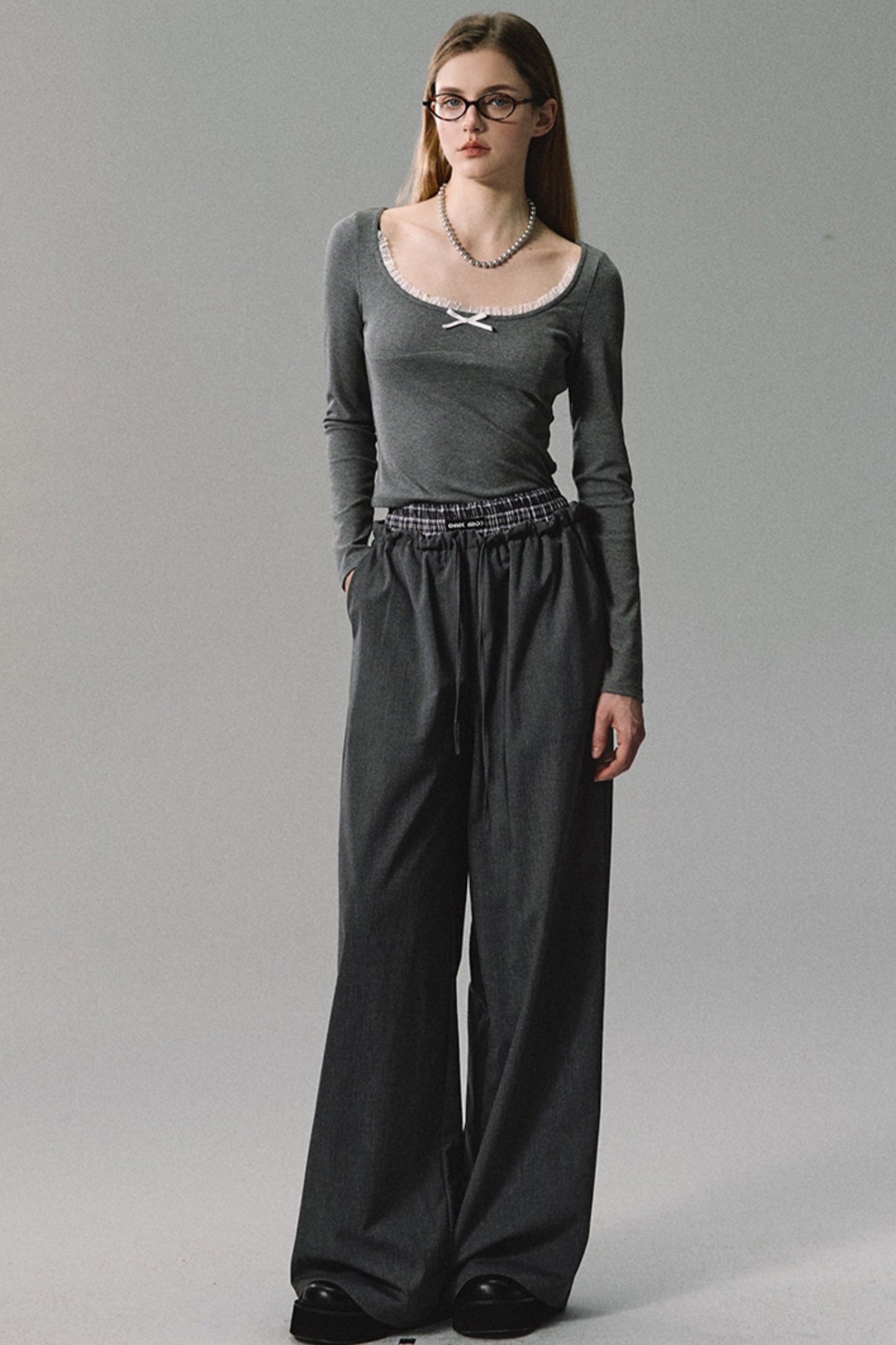 Premium Gray Wide-Leg Casual Pants