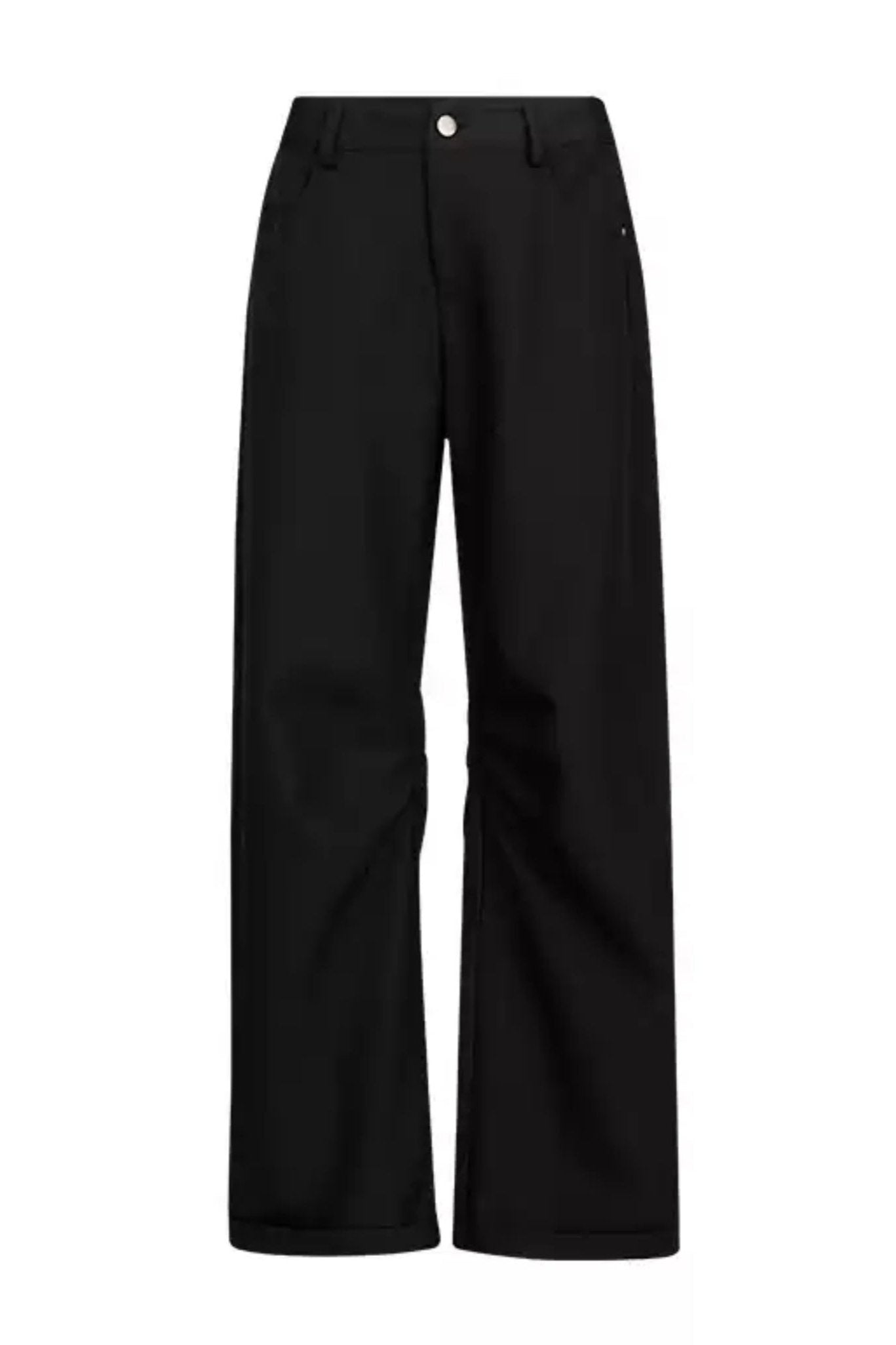 APEA Black Simple Casual Suit Pants Women's 2024 New Knee Press-Pleated Banana Pants Loose Wide-leg Scimitar Pants