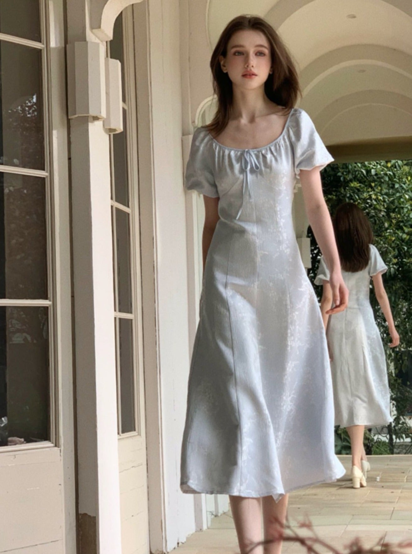 French Jacquard Short Sleeve Dress