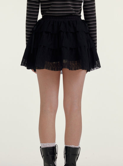 A-Line Black Lace Cake Skirt