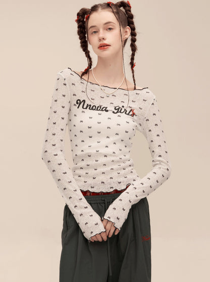 Retro Breathable Bow Print Smock Top