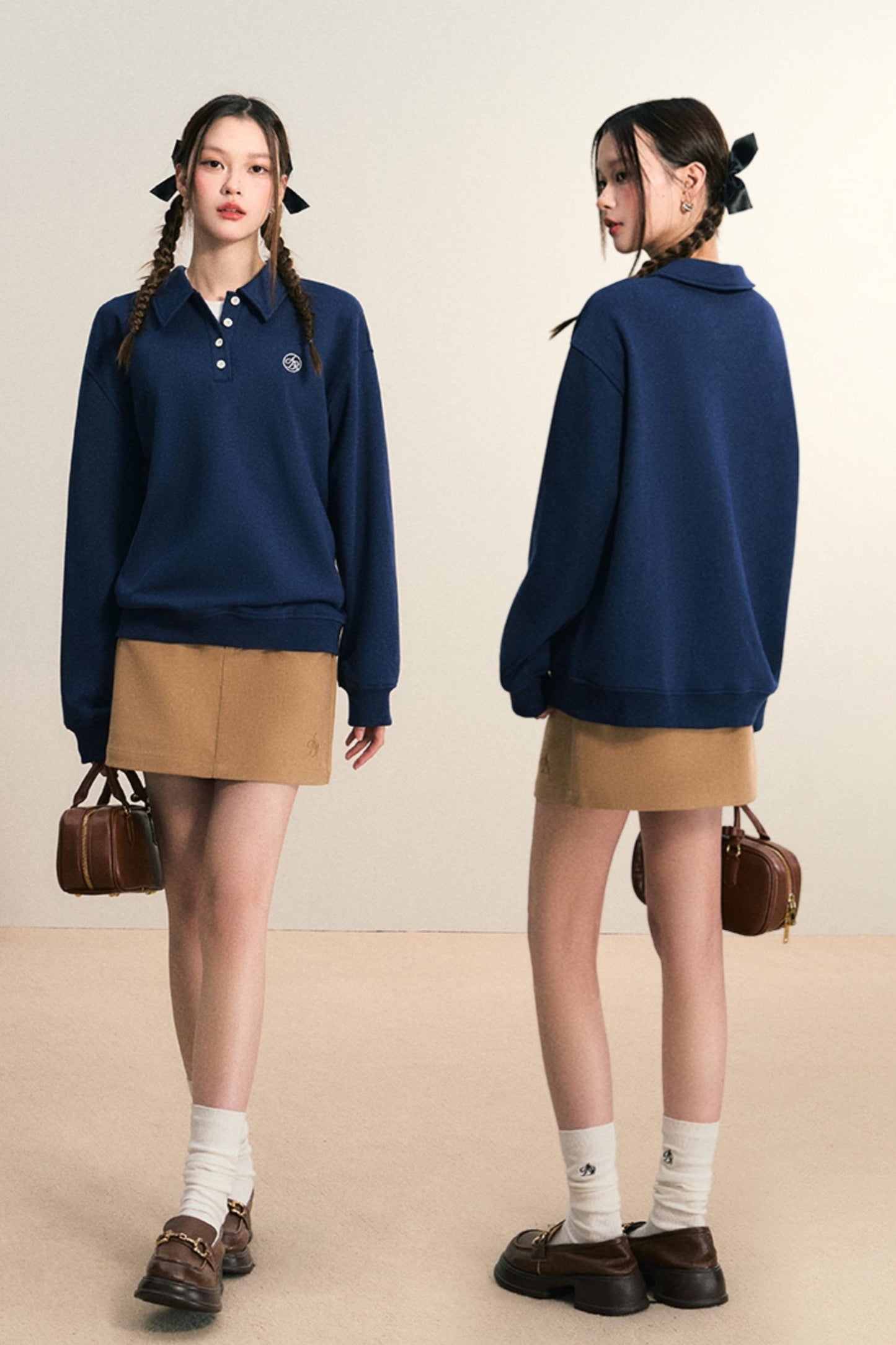 Polo Neck Loose Sweatshirt