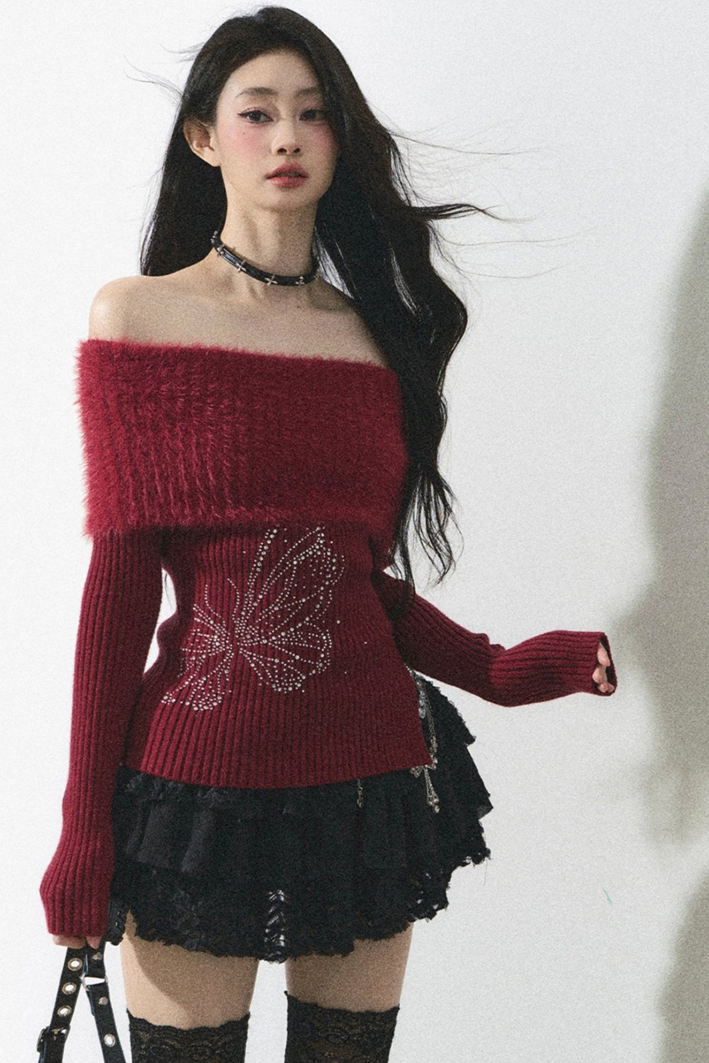 Sapporo ONE-SHOULDER KNIT SWEATER