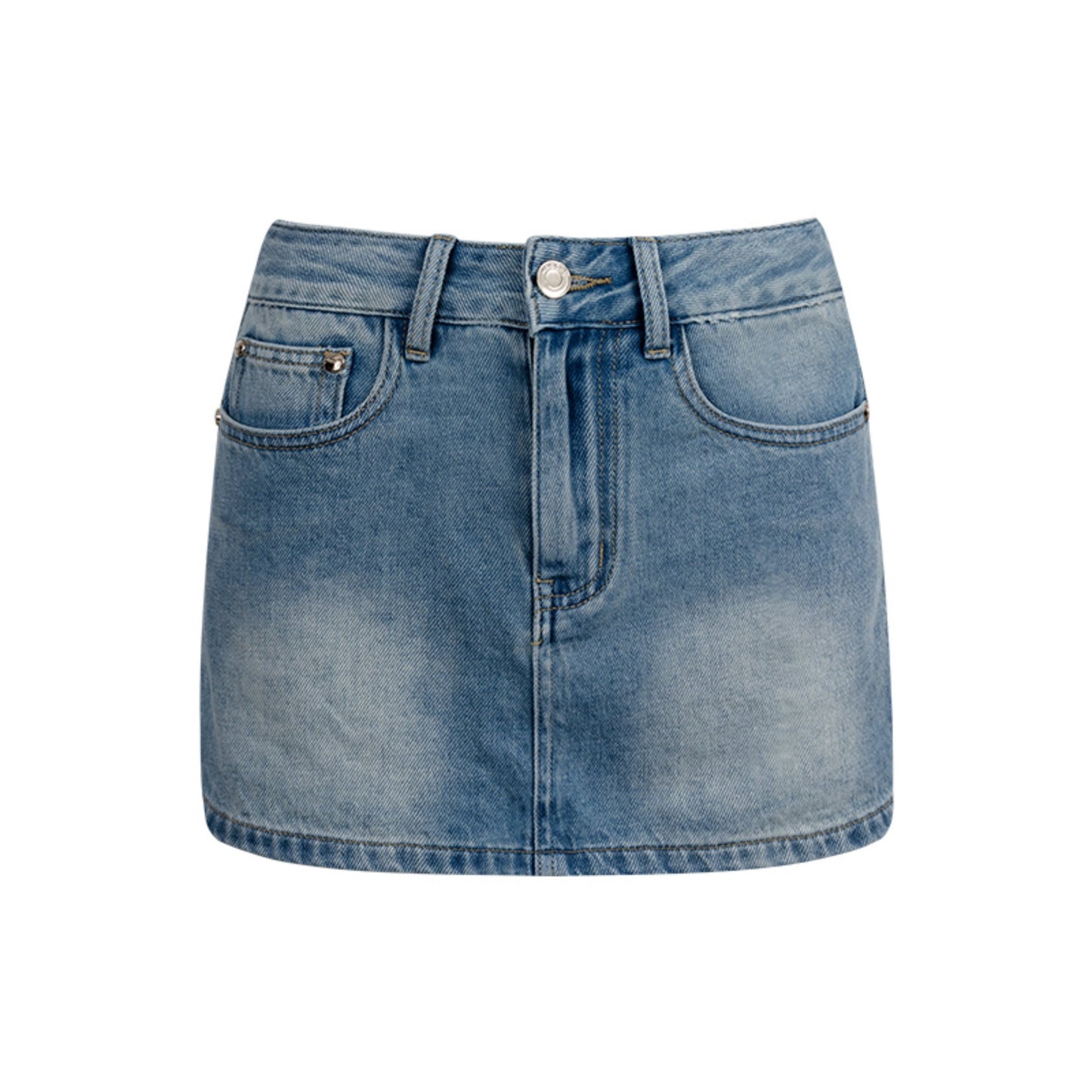 Bow Patch Denim Halter Skirt