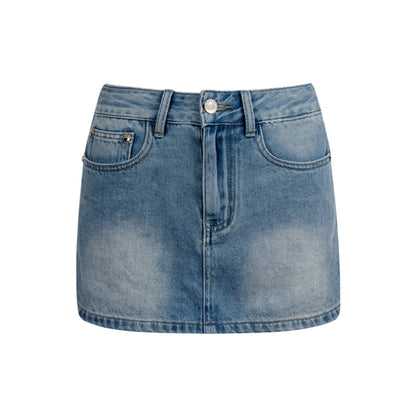 Bow Patch Denim Halter Skirt