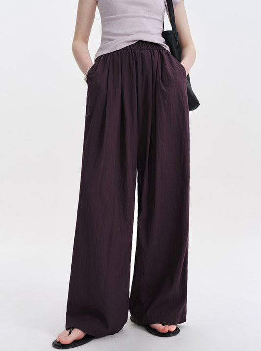 DESIGNER PLUS Slouchy Purple Casual Wide-leg Pants Summer Yamamoto Style High-Waisted Pleated Dragging Pants